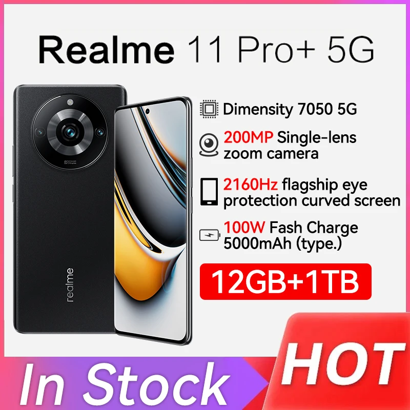 Original Realme 11 PRO Plus Mobile Phone 12GB 1TB 200MP Camera Dimensity 7050 Android 13.0 Google Play 6.7