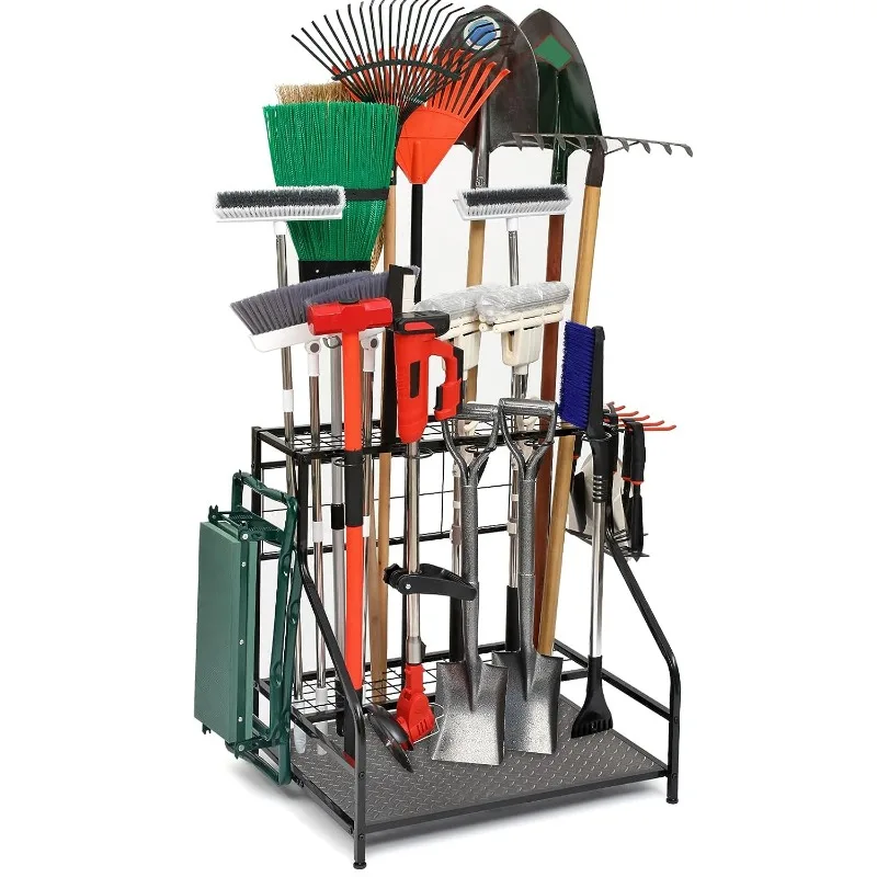 

Wrought iron garden tool rack, indoor and outdoor tool storage rack