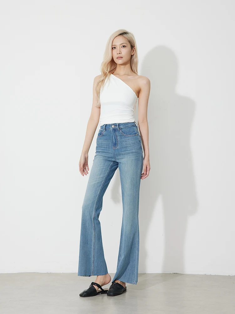 

Женские джинсы RUGOSAM с высокой талией, слегка расклешенные, новая весенне-летняя коллекция, джинсовые брюки больших размеров RB0683