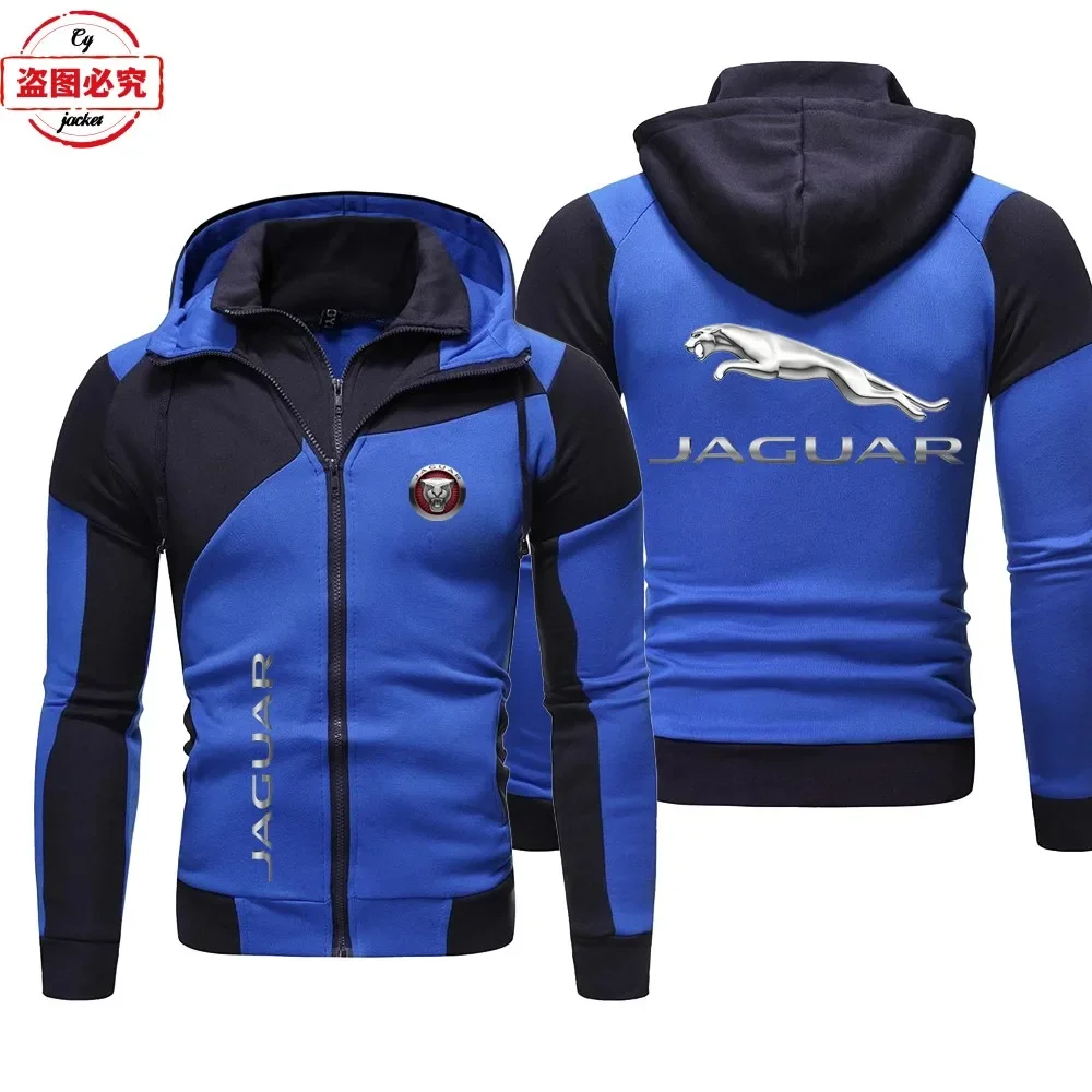 Jaguar logo supercar racing jacket racing suit long sleeve men's top casual zipper hooded sweater group suit