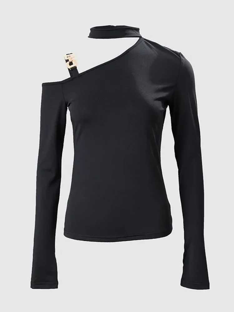 Women's Fashion Casual Solid Color Spring/Autumn Lace Splicing Sexy Irregular Lace Hollow Neck Lightweight T Shirts Women YSQ32