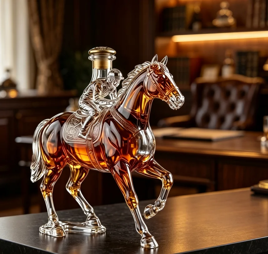 Horse Rider Shaped Whiskey Decanter Borosilicate Glass 350ml Liquor Bottle Home Bar Decor Men Gift Spirits Storage Container