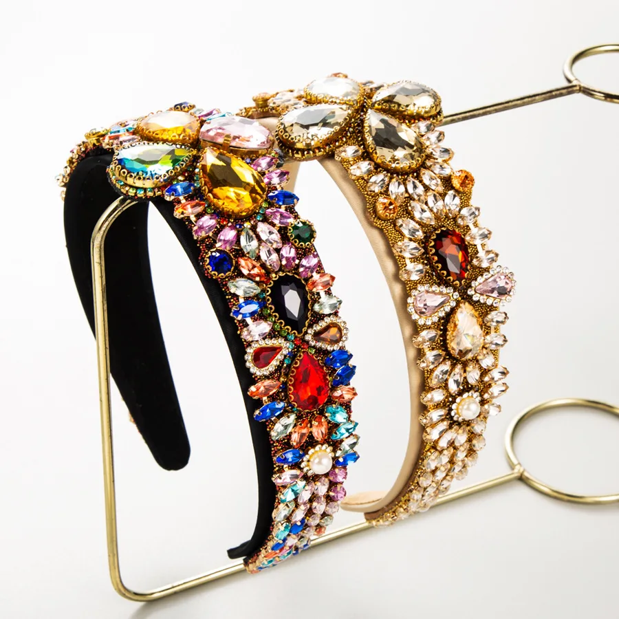 

Французская ретро-повязка на голову в стиле легкой роскоши, с элементами барокко, инкрустированная стразами, с цветочным декором, женская, оптом