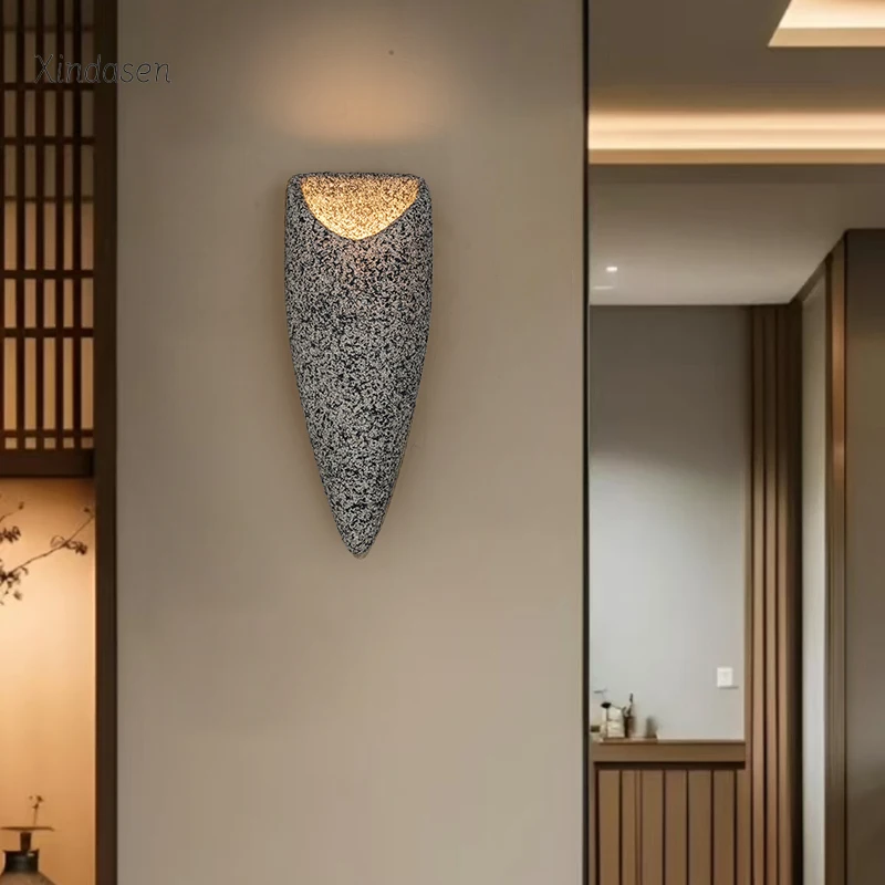 

Minimalism Bedside Wall Light Wabi Sabi Stone Wall Scone E27 Art Decor for Living Room Corridor Staircase Home Wall Lamp Vintage