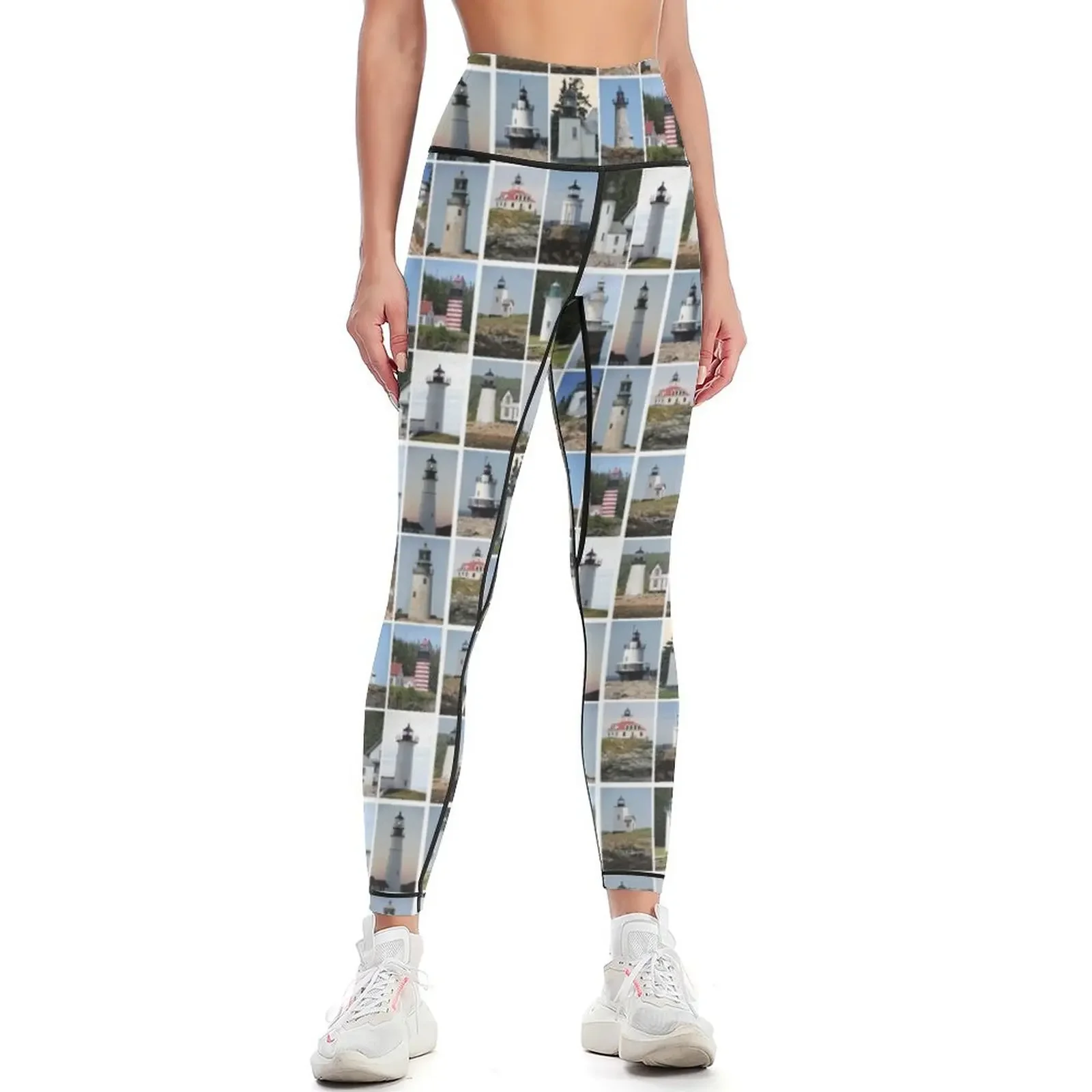 Lighthouses of Maine Leggings Women's push up exercise clothing for for girls for physical Womens Leggings