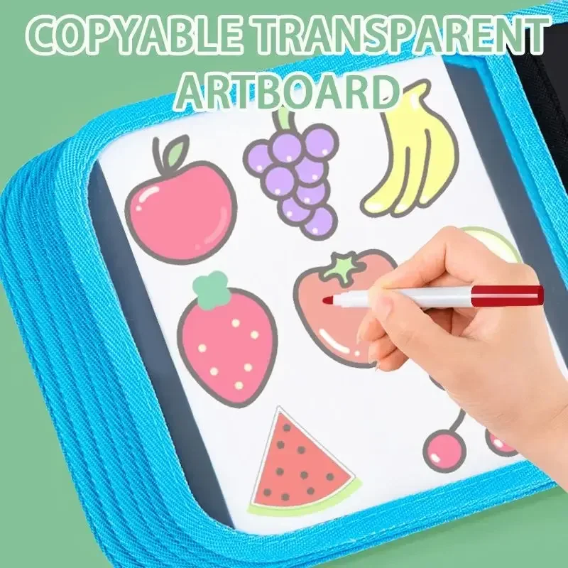 Libro per doodle cancellabile per bambiniGiocattoli per bambini Blocchi da disegno riutilizzabili con 12 penne ad acquerello Set di pittura per scrittura da viaggio giocattolo in età prescolare