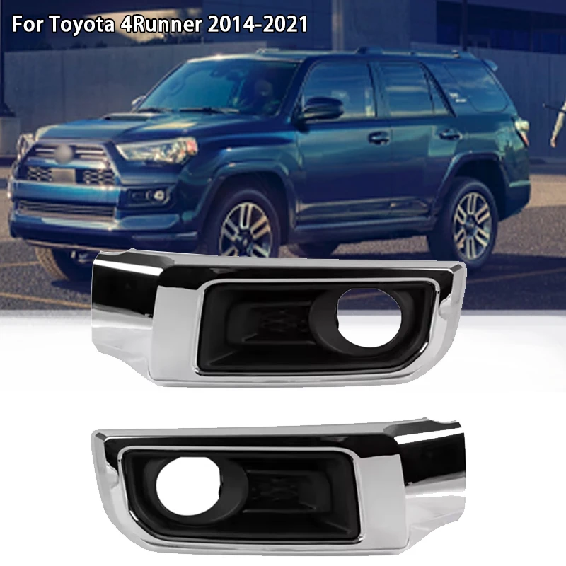 

NEW-1Pair of Car Front Bumpers, Embellishing Fog Lamp Cover, Fog Light Grille Frame for Toyota 4Runner 2014-2021, Replacement