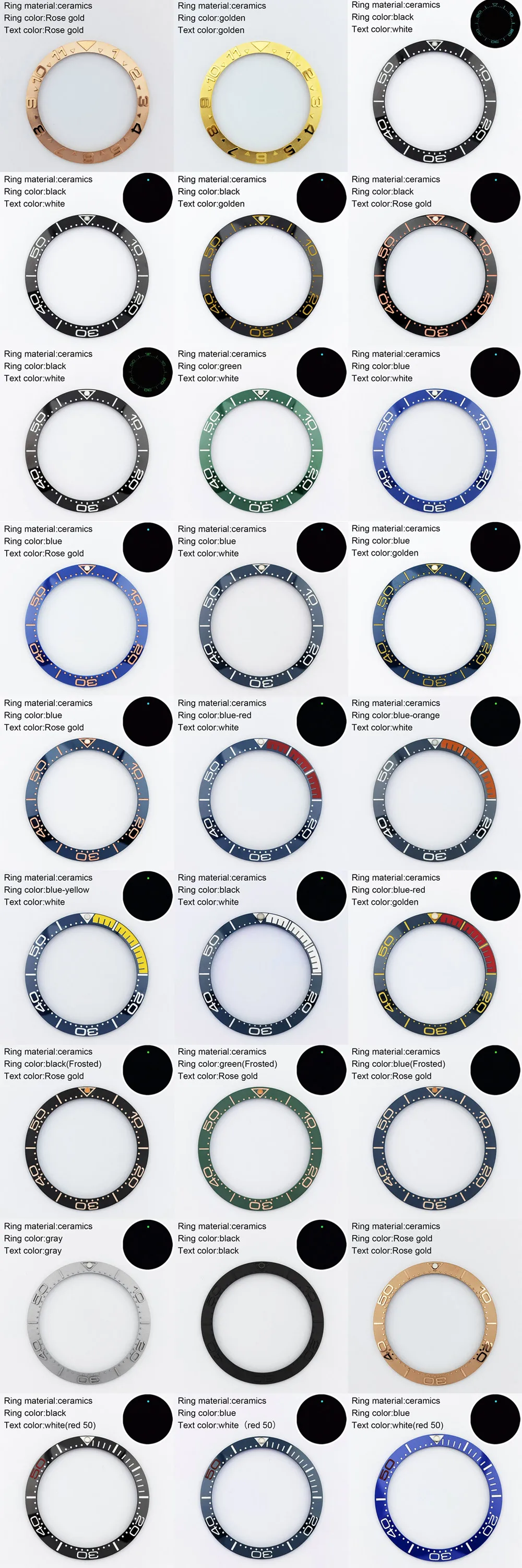 38-30,7 mm Keramik-Lünette mit schräger Oberfläche und Super-Luminova-Beschichtung, passend für 40-mm-Uhrengehäuse, Uhrenzubehörteile – Detail 7