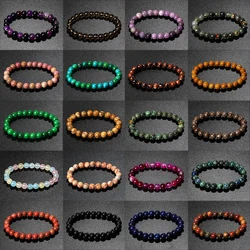 Natural Stone Beads Bracelets Men 6mm 8mm Crystal Quartzs Agates Reiki Healing Bracelet Energy Therapy Jewelry New Pulsera Homme