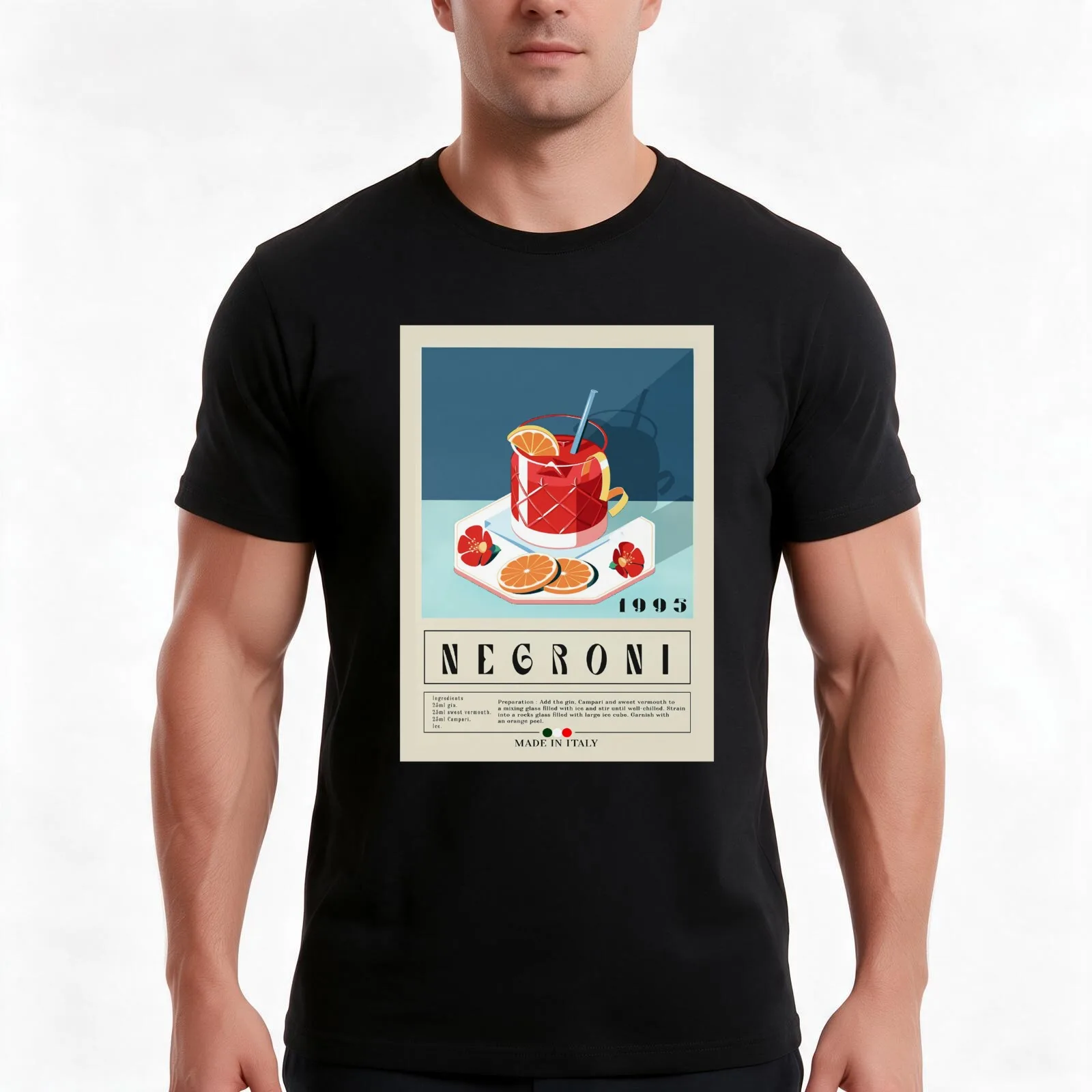 Retro Negroni Classic T-Shirt Summer Casual Cotton Tee Oversized Streetwear Tops Vintage Graphic Print Unisex Men Women