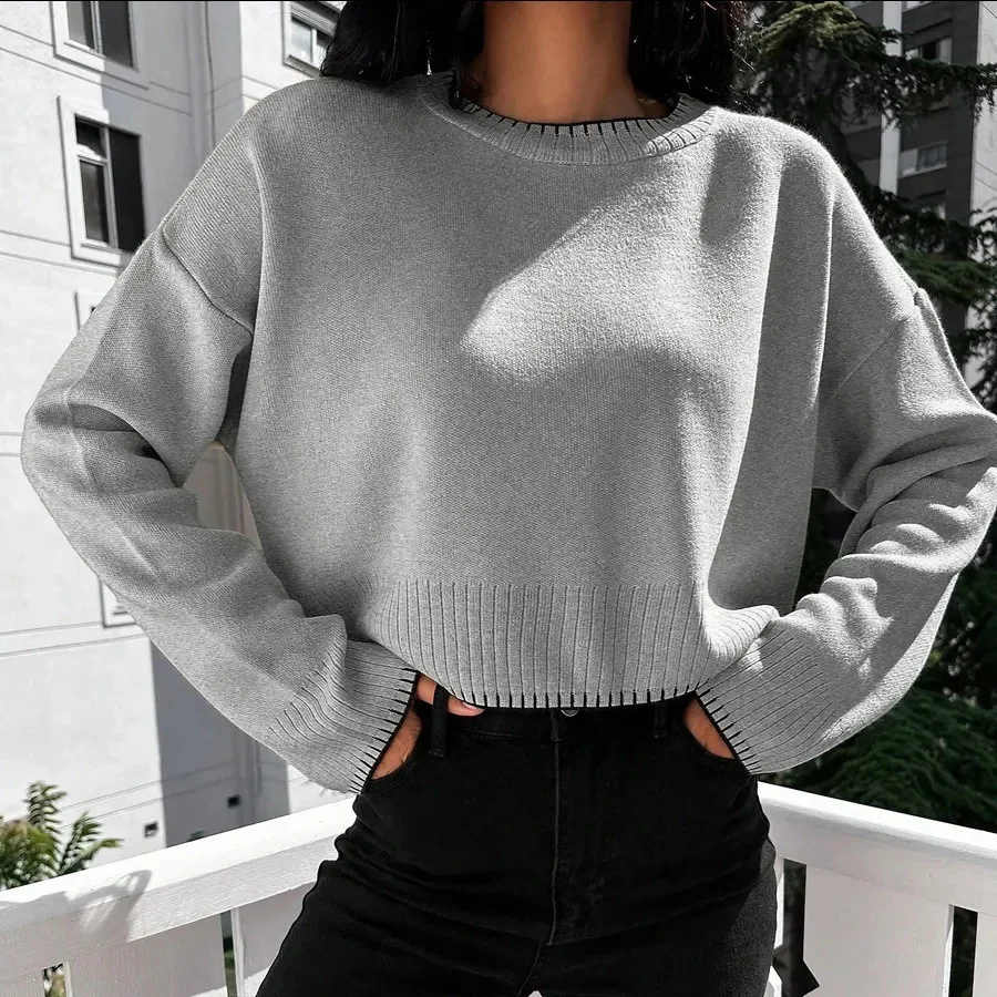 New Fashion Sweaters Jumpers O-neck Women 2026 Autumn Long Sleeve Casual Loose Ladies Knitted Pullovers Soft Knitwears