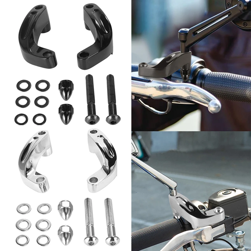 Motorcycle Mirror Riser Relocation Extension Adapter Kit For Harley Davidson 2006-2017 Aluminum Alloy Mirror Relocation Adapter