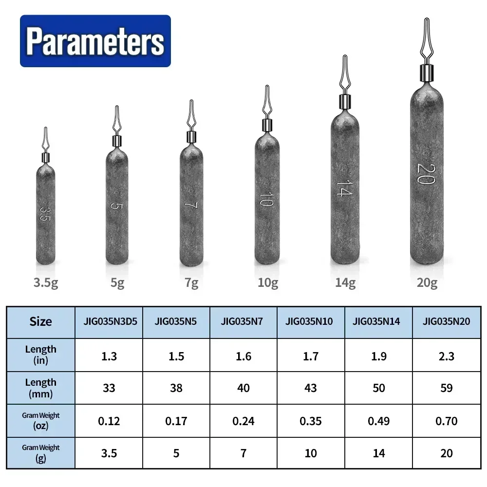 10-piece fishing sinkers -3.5g/5g/7g/10g/14g/20g cylindrical drop-shaped lead sinker lead sinker fishing accessories