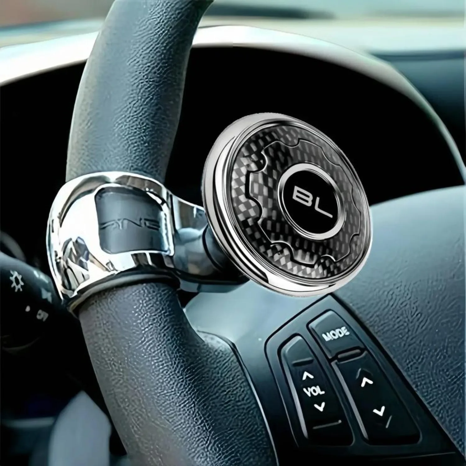 Lenkradknopf, Auto-Lenkradknopf im Kohlefaser-Stil, Auto-Lenkrad-Rotator, Auto-Innenzubehör, Griff
