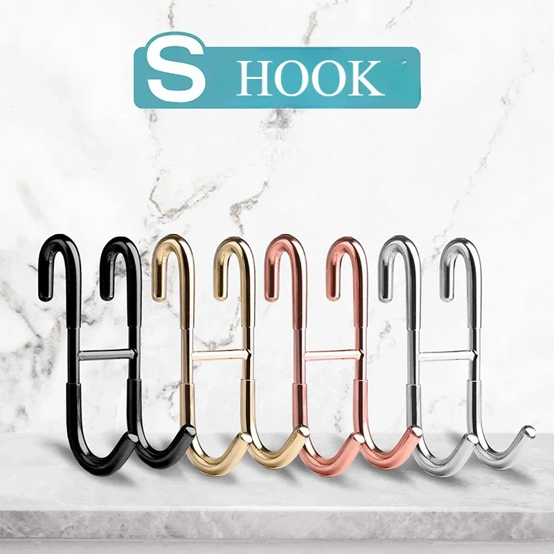 Stainless Steel Over Glass Door Shower Door Back Shower Towel Rack S-Shape Bathroom Bathrobe Hanger Holder Hooks