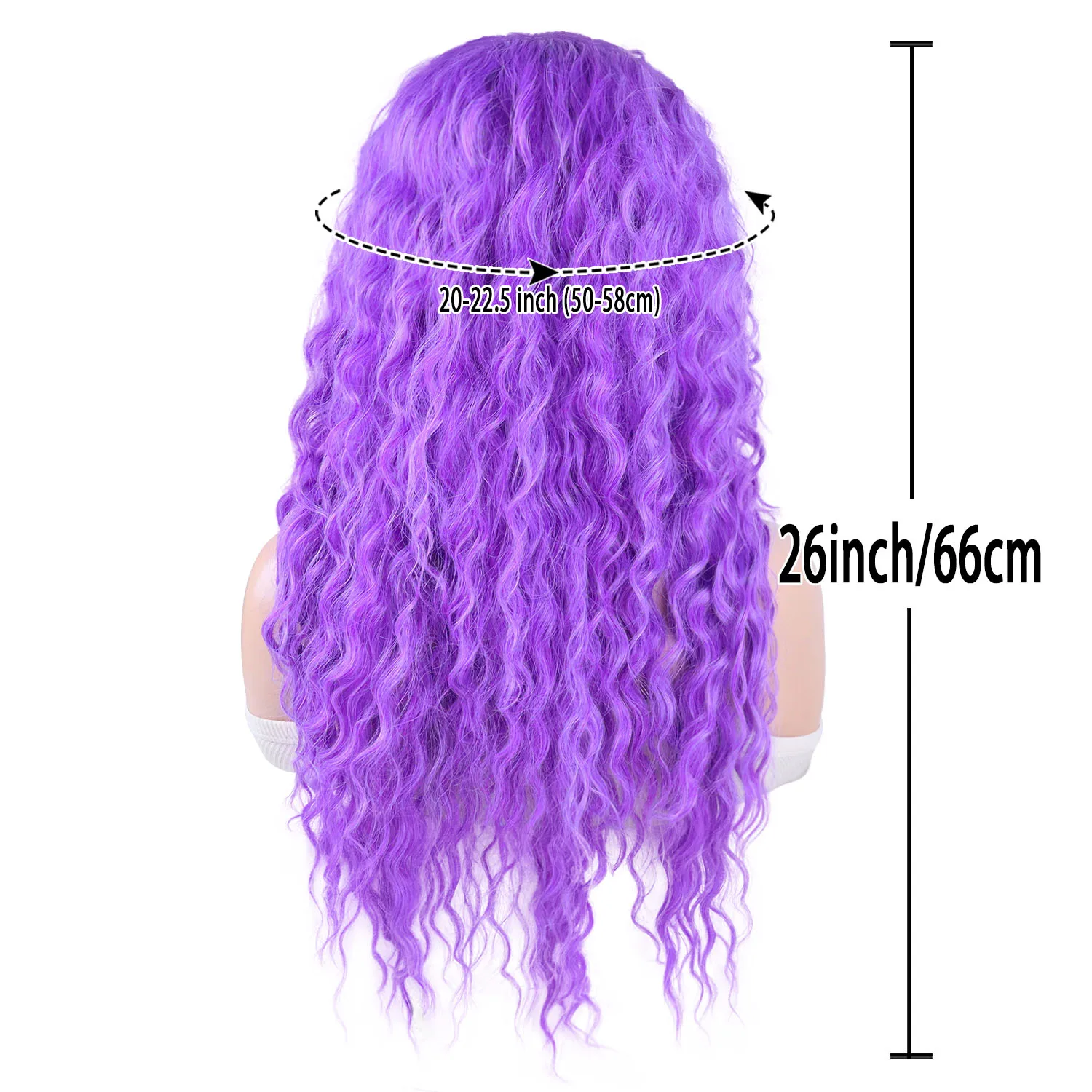 Mixed Purple Synthetic Hair Charming Wig for Women 26 Inch Long Wavy Wig for White Woman Drag Queen Costume Cosplay Halloween