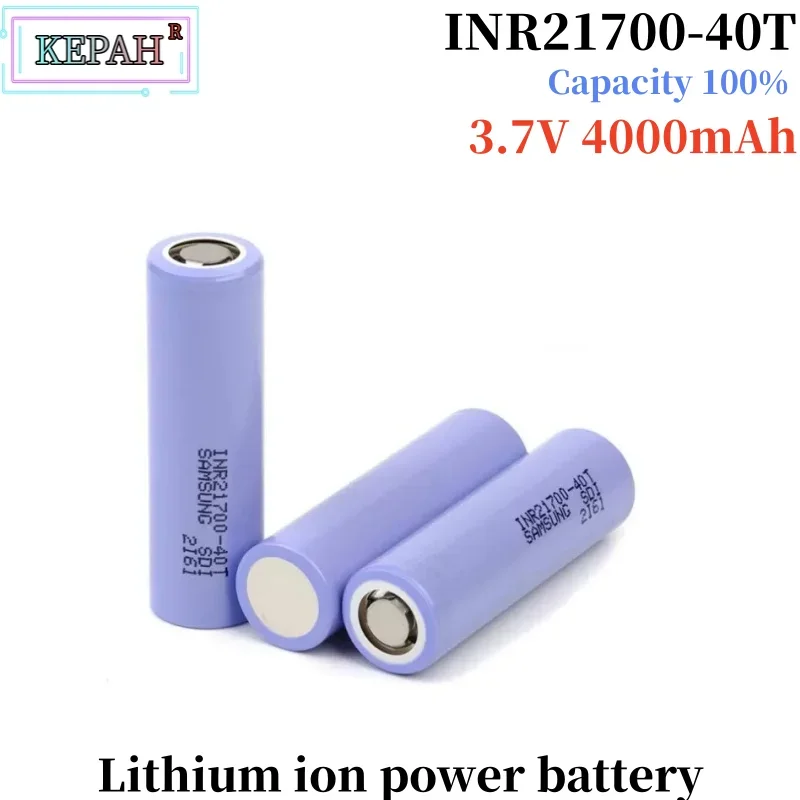 

Оригинальный 21700 40T 4000 мАч 35A 3,7 В литий-ионный аккумулятор большой емкости с высоким разрядом/большой емкости, подходит для фонариков и электроинструментов
