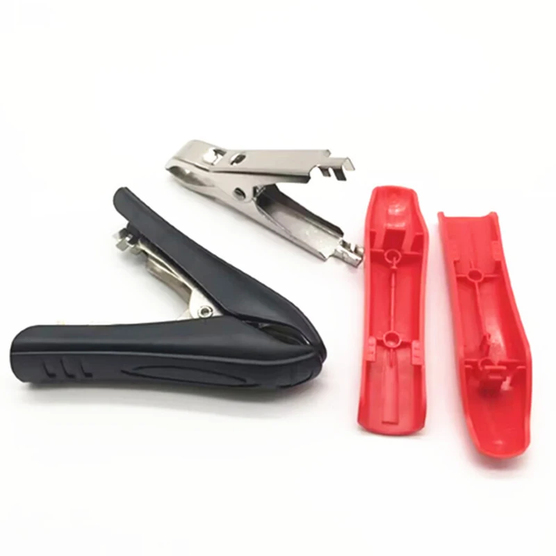 2pcs/Red+Black Hard shell Alligator Clips Battery Clamps Crocodile Clip 30A  75mm jacket electric bottle clamp power test clip