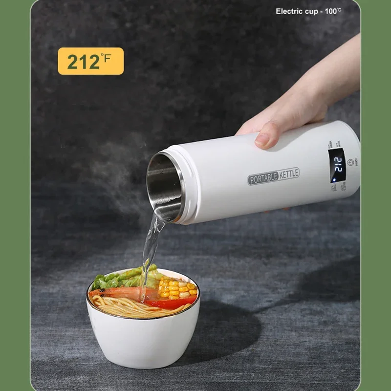 LED Display Portable Electric Water Boiling Cup 110V 220V Leakproof Travel Smart Heated Kettle Thermostatic Bottle Milk Warmer