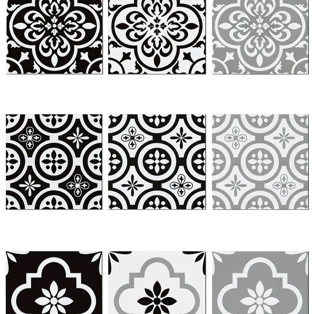 Self Adhesive PVC Floor Tiles Geometric Pattern Waterproof For Meiji Kitchen Dining Room Bedroom Renovation Decals