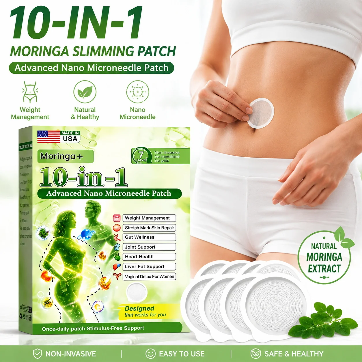 Advanced Nano Microneedle Patch For Body Skin Daily Use Weight Loss Slimming Belly Fat Burner Detox Sticker Body Care