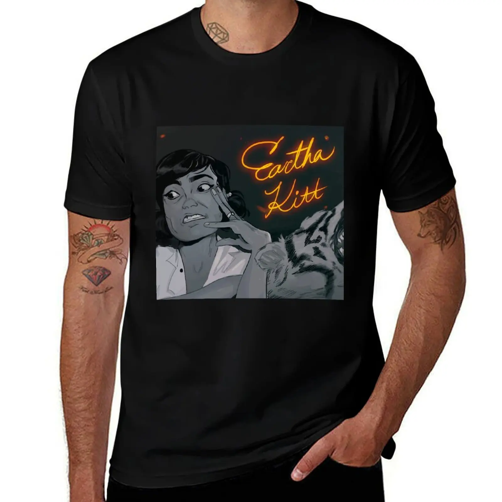 Eartha Kitt I Want To Be Evil T-Shirt Gym Wear Breathable Short Sleeve Tee T-Shirt