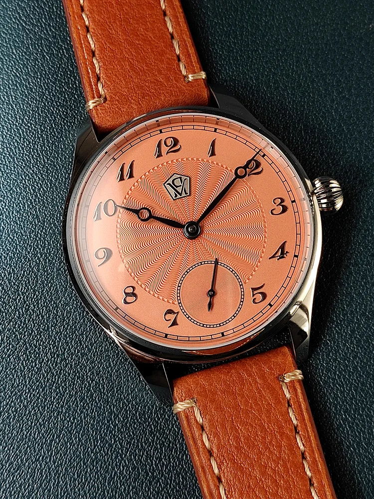 Men's manual mechanical watch with guilloché three-dimensional silver nail baked blue hand ST3621 business waterproof watch