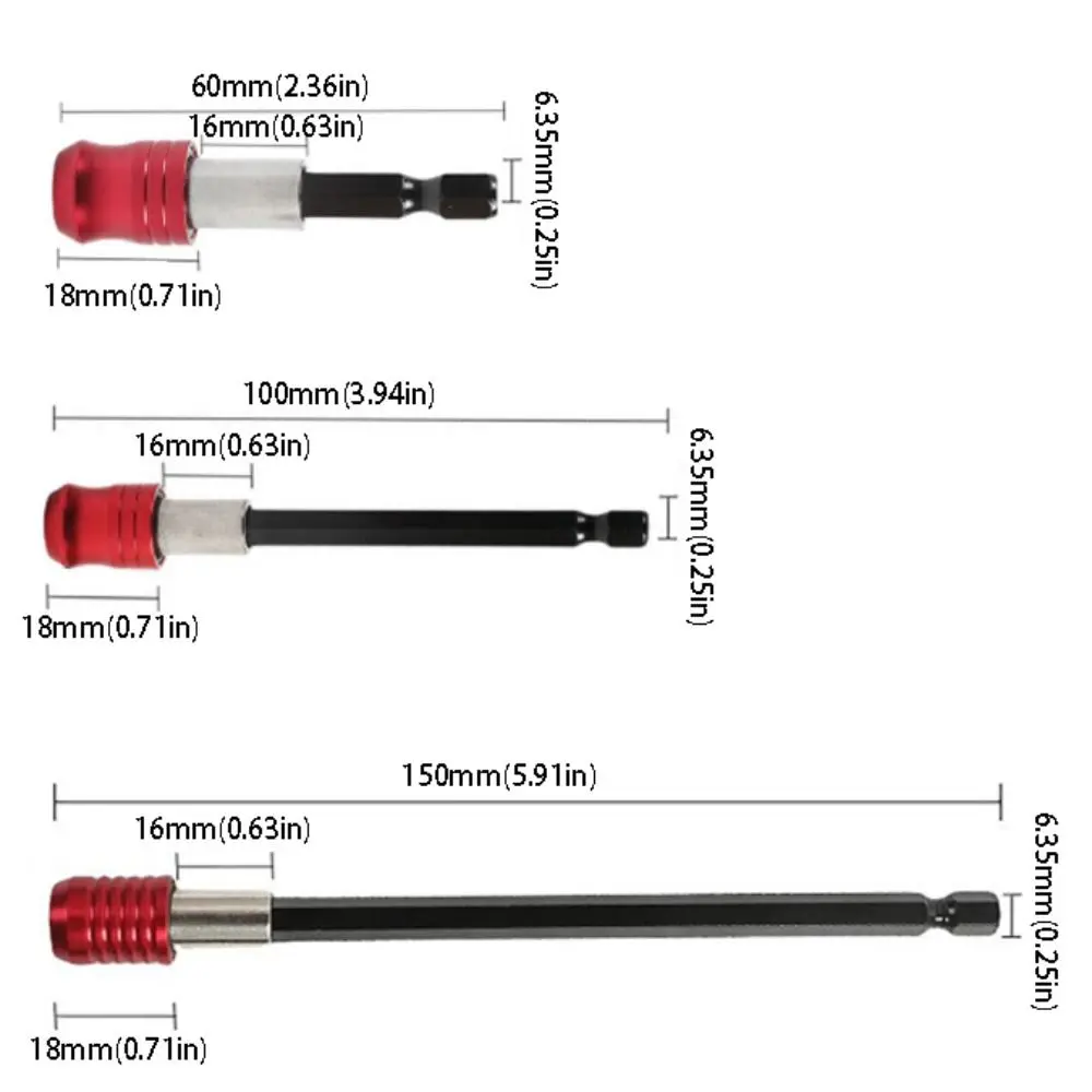 Red Handle Quick Release Extension Rod 100mm Rod 150mm Rod Hexagonal Handle Screwdriver Set 60mm Rod Hexagonal Handle