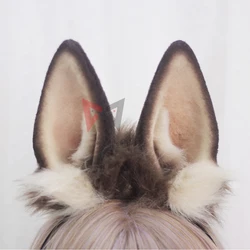 New Handmade Work Brown Gray Black White Bunny Rabbit Ears Hairhoop Tail Cosplay Costume Lolita Acessories Headwear