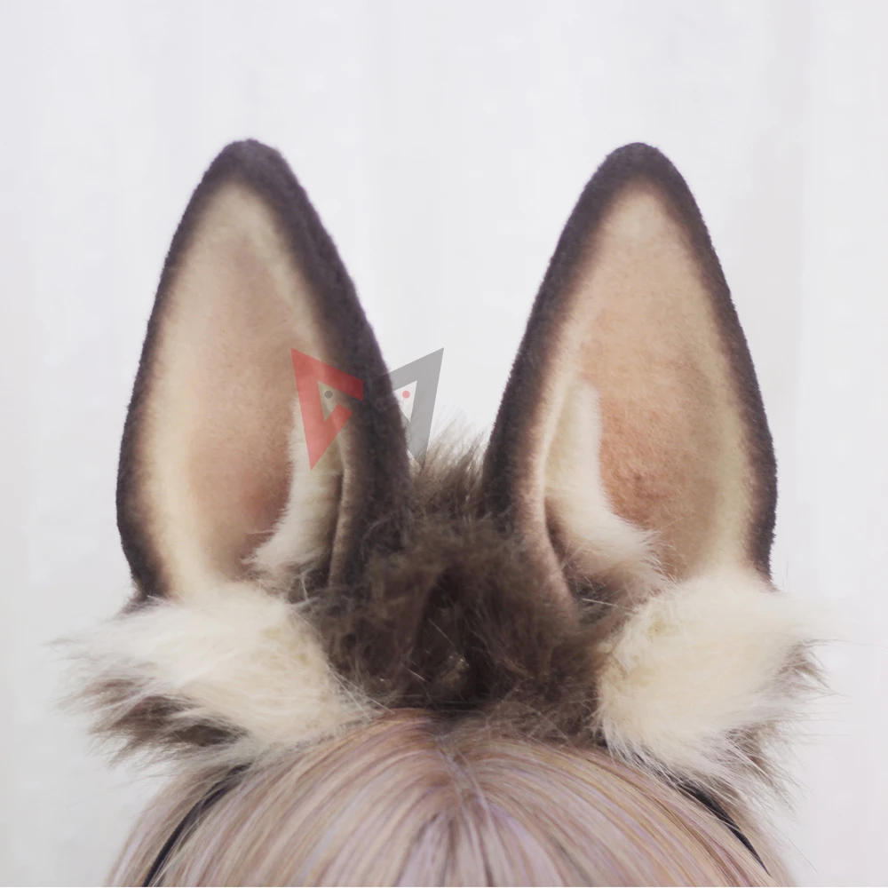 New Handmade Work Brown Gray Black White Bunny Rabbit Ears Hairhoop Tail Cosplay Costume Lolita Acessories Headwear