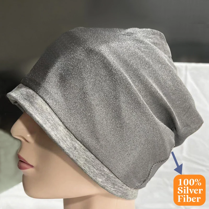 Silver Fiber Electromagnetic Wave Rfid Shielding Multicolor Emf Protection Hat Rf/microwave Protection Beanie Brain Protective