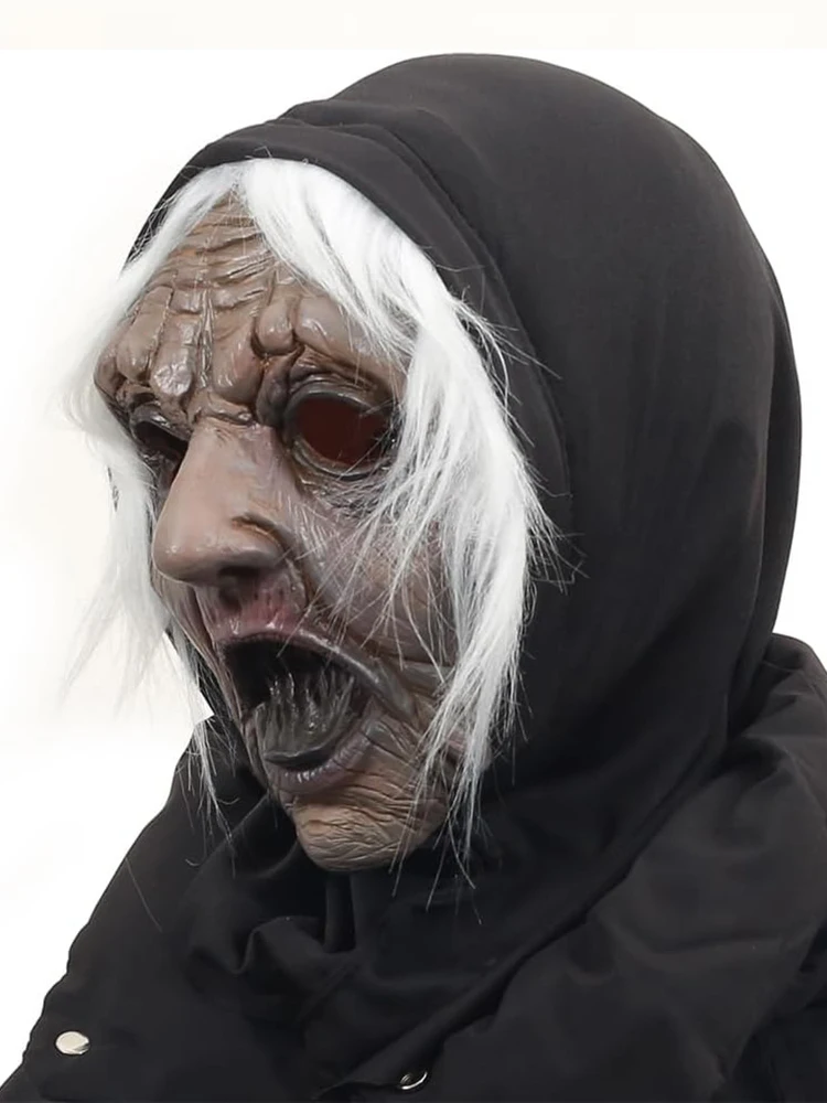Adult Magic Black Tongue Ghost Witch Mask Halloween Cosplay Latex Soft Scary Witch Party Masks Costume Props One Size