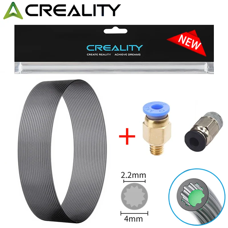 

﻿ Creality Upgraded 1/2/5M Low-Resistance PTFE Tube-Star-Shaped Channel High Temp 260°C with PC4-M6&M10 fittings,for FDM 3D Prin