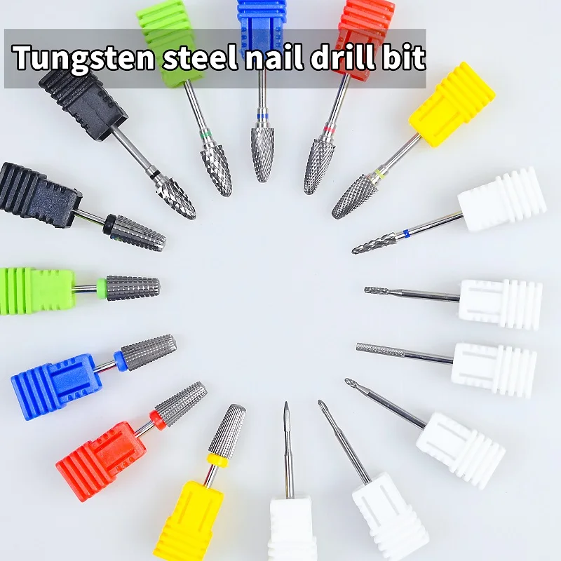 16 Style Tungsten steel Carbide Nail Drill Bits Nails Electric Files Tools Fine Grinding Bar Milling Cutter for Manicure