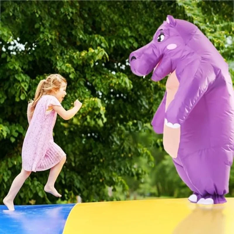 زي فرس النهر القابل للنفخ للهالوين، مجموعة تزيين الحيوانات الممتعة، دعائم حفلات الهالوين وأعياد الميلاد، هدية