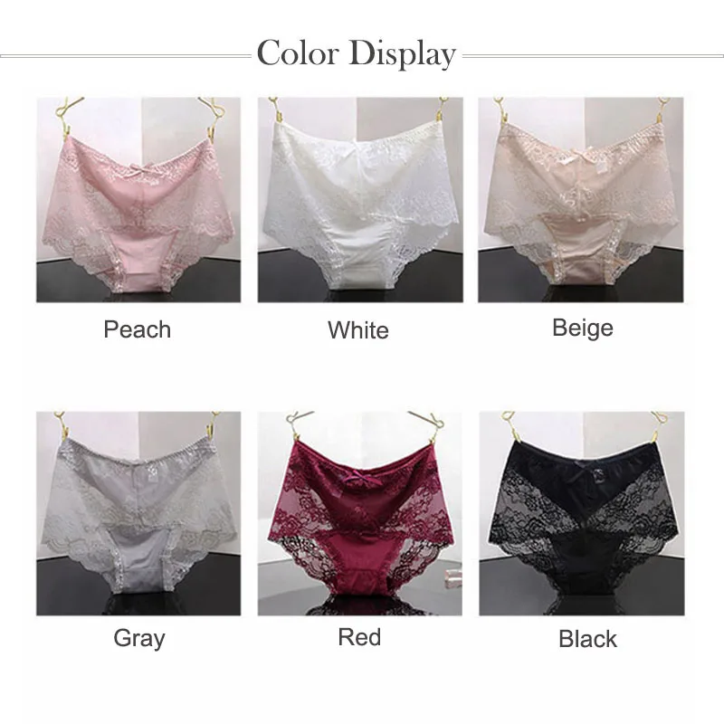 BllooBeell Women\'s Lace Underwear Sexy Hollow Out Panties Girls High Rise Briefs Soft Modal Solid Color Ladies Lingerie Big Size