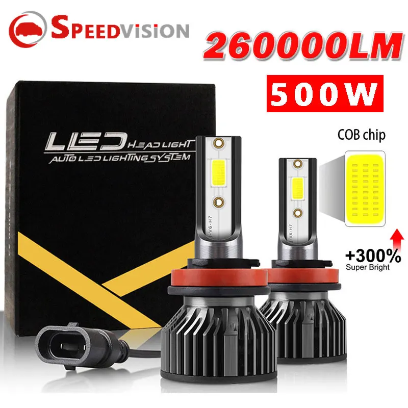 

H4 H1 H7 LED Headlights 500W 260000LM Super Bright H8 H9 H11 9005 HB3 9006 HB4 Automotive Light Auto Bulbs Car Fog Lamps 6000K