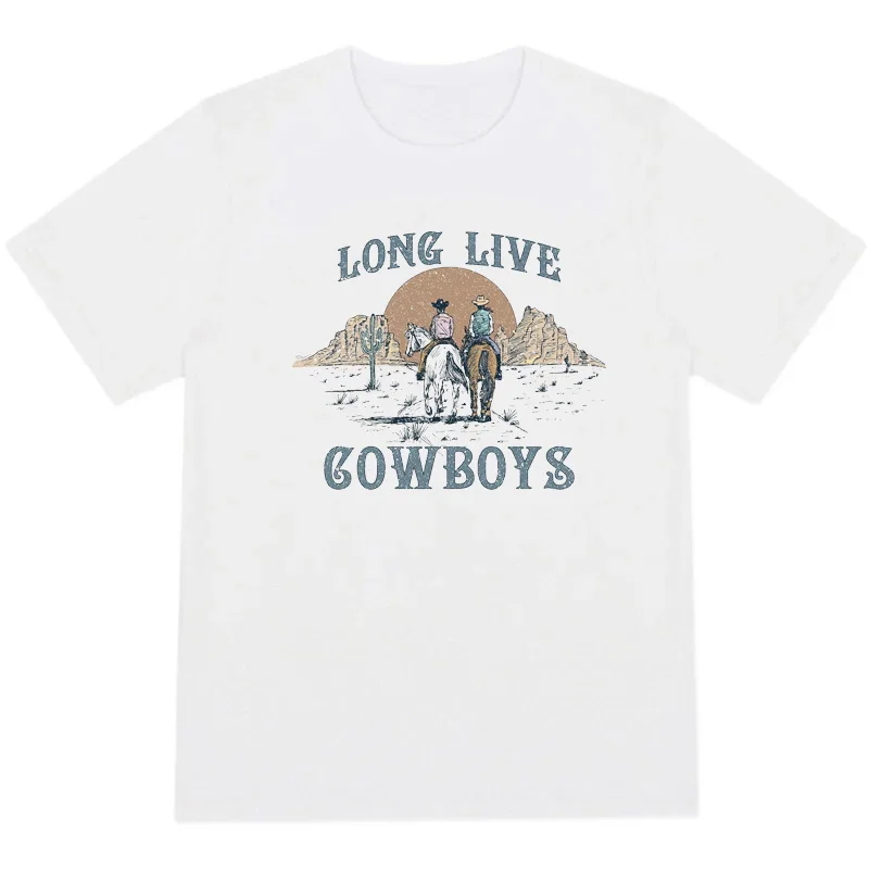 Camisetas estampadas de Cowboys para mujer, camiseta Retro occidental, camiseta Vintage bohemia de manga corta para mujer, camisetas divertidas de Rodeo