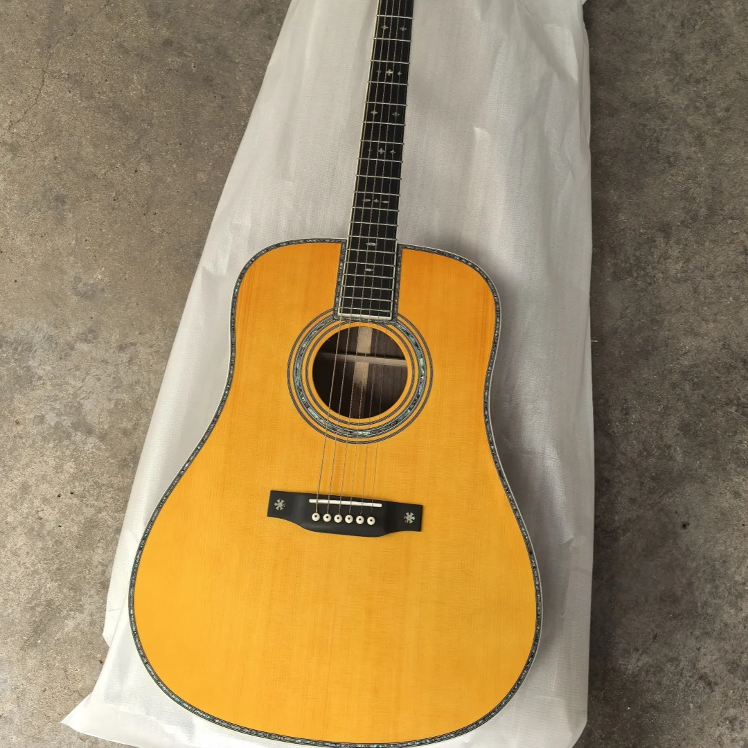 Hot sale D42 Solid Top Acoustic Guitar Picea Asperata Body Ebony Neck 41 Inch Glossy Surface Abalone Inlay Exquisite Gift