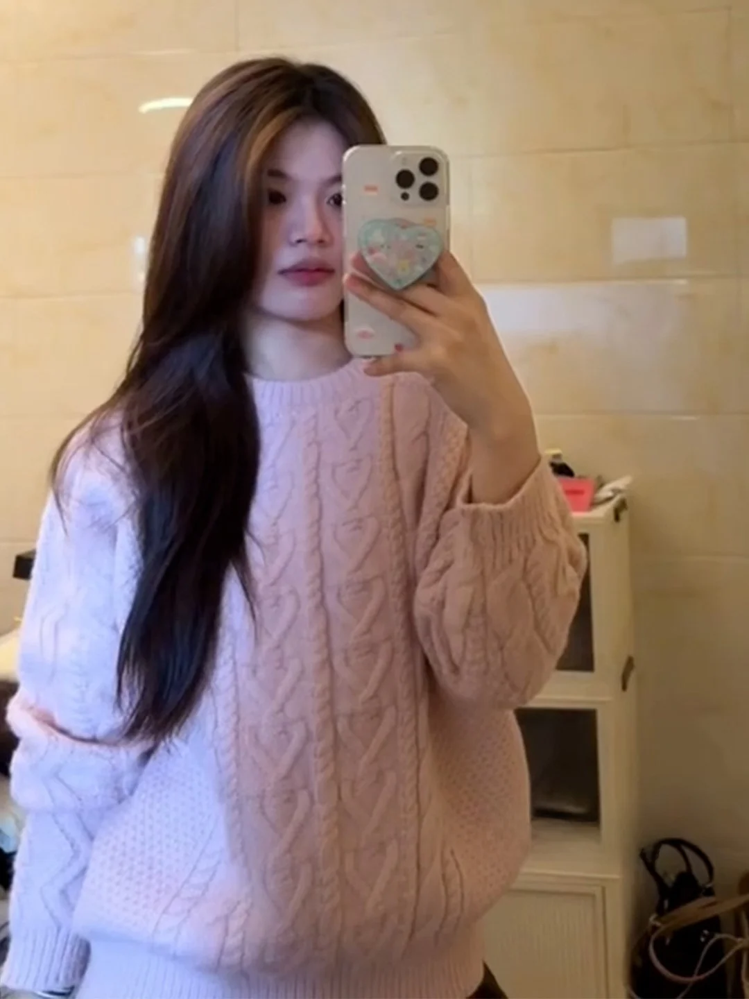 

Pink Knitted Twisted Sweater Women's Early Spring New Small Size round Ne Overhead Top Korean Sle Soft Medium Thin