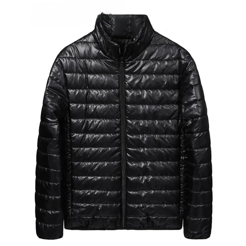 Men\'s Down Jacket Soft Lightweight Autumn Winter Solid Slim Padded Turtleneck Coat Male Casual Warm Long Sleeve Zipper Jackets