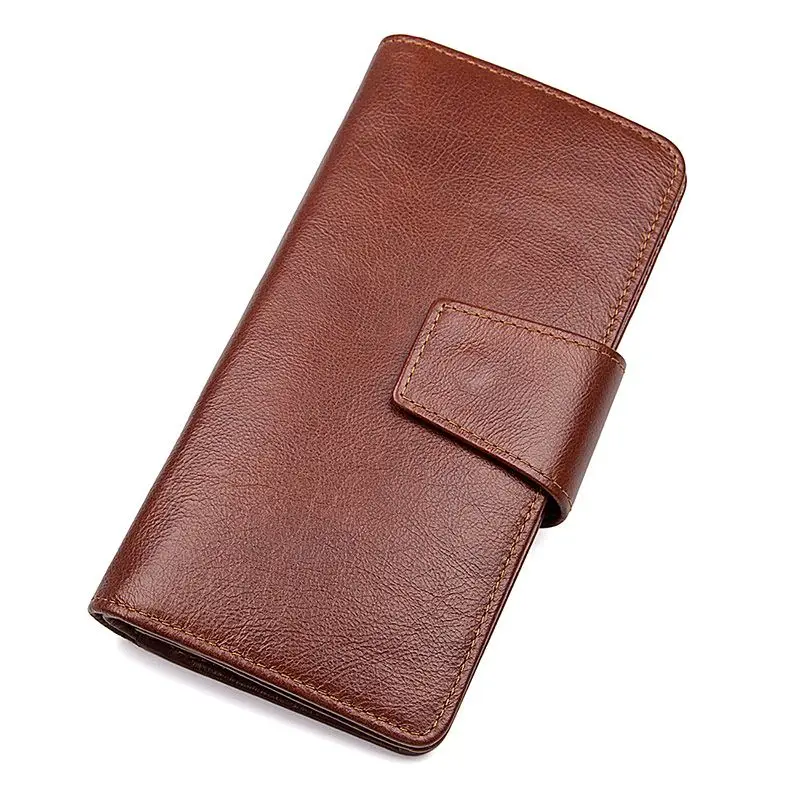 

Guarantee Genuine Leather Men's Long Wallet Vintage High-capacity Clutch Bag for Phone Cowhide Clutches Purse with Cash Slot