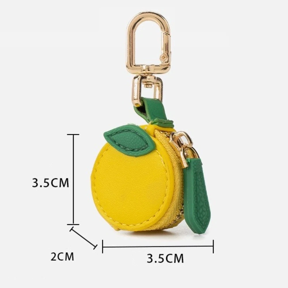 New PU Leather Mini Cute Keychain Fresh Lemon Zipper Coin Bag Small Wallet Kawaii Style Pendant Bag Hanging Pendant view 6