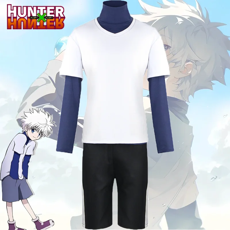 Anime Hunter x Hunter Killua Zoldyck Cosplay Costume Top Pants Sports Uniform Full Set Halloween Party Role Play Outfit for Men