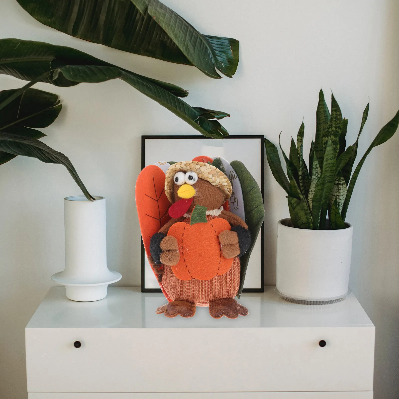 

1 шт. Декоративная фигурка тыквы-индюшки, стильное украшение для дома и праздничного стола, яркий милый декоративный подарок