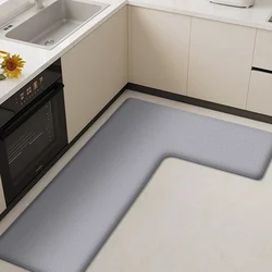 Thickened kitchen L-shaped absorbent floor mat household flannel non-slip anti-fall mat dirt-resistant oil-absorbing foot mat