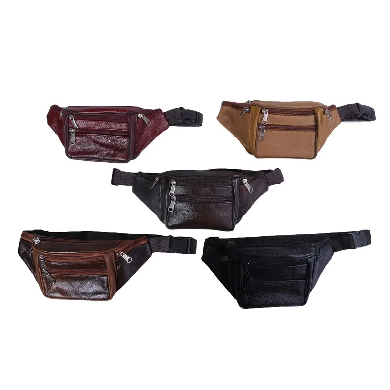 Fashion Men Genuine Leather Waist Packs Men Organizer Travel Waist Pack Necessity Waist Belt Mobile Phone Bag