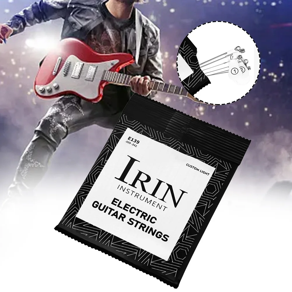 IRIN E139 6 PCS Electric Guitar Strings Metal Rock Nickel Wound String Silver Nickel Alloy Guitar Strings Guitar Replace Parts