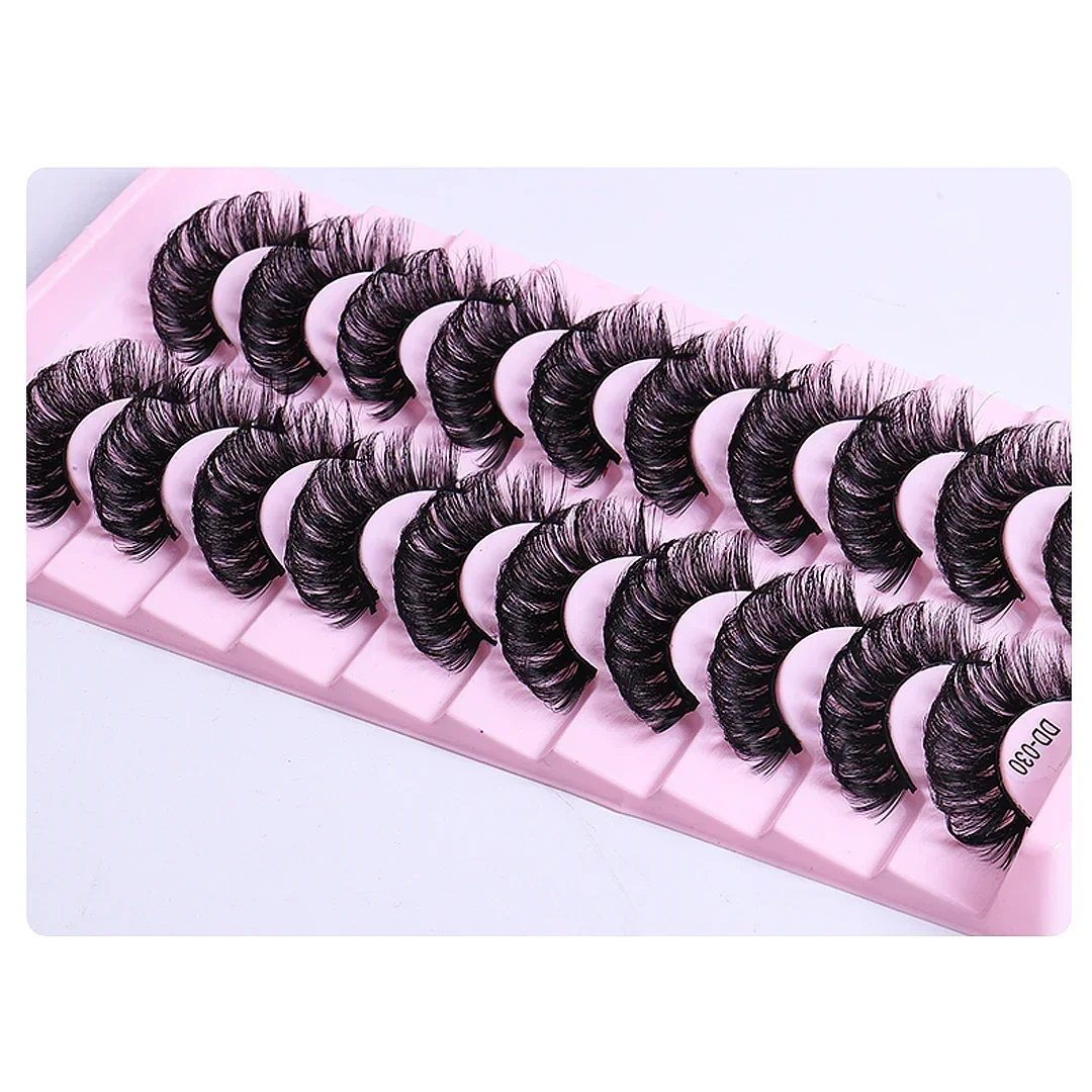 10 Paar russische Streifenwimpern DD Curl Lashes 3D-Wimpern Wiederverwendbare flauschige falsche Wimpern Russische Verlängerungen – Detail 4