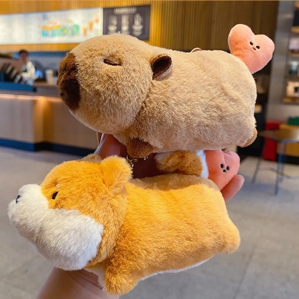 Bag Accessories PP Cotton Capybara Doll Keychain Pig Mental Plush Dog Pendant Simulation Beeping Love Animal Key Ring School